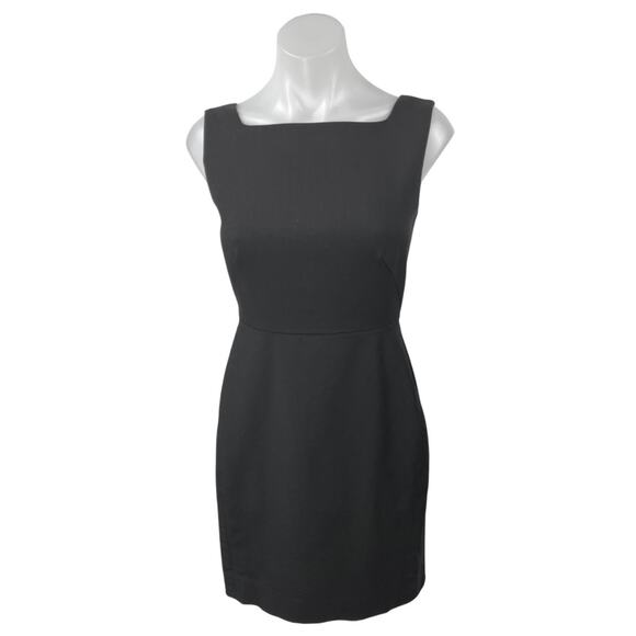 M.M. Lafleur Cynthia Black Wool Sleeveless Square Neck Mini Sheath Dress Size 0 - Picture 1 of 5